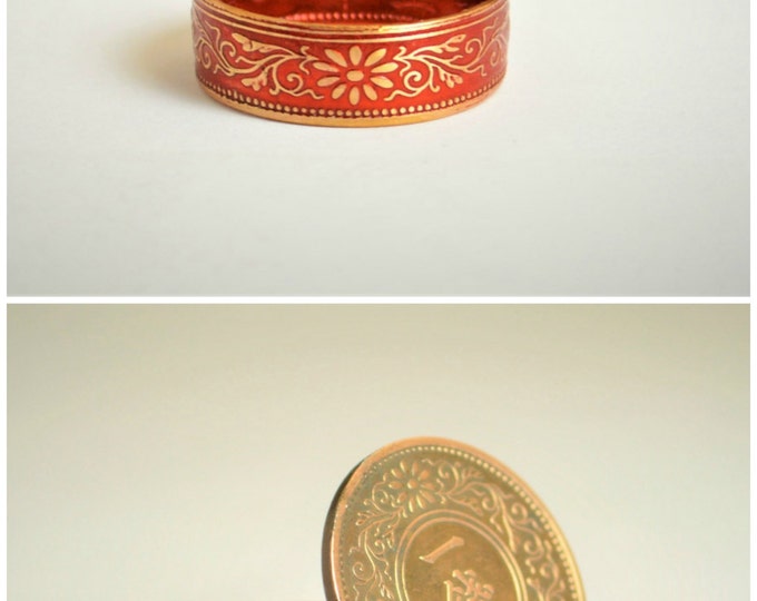 Coin Ring, Red Ring, Japanese Ring, Bronze Ring, Japanese Coin, Japanese Jewelry, Coin Rings, Japanese Art, Coin Art, Japanese Coin Ring