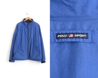 Polo Sport Jacket 90s Hip Hop Clothing Ralph Lauren Polo Sport Windbreaker Blue Windbreaker Vintage Windbreaker Mens XL, Womens Plus Size 2X
