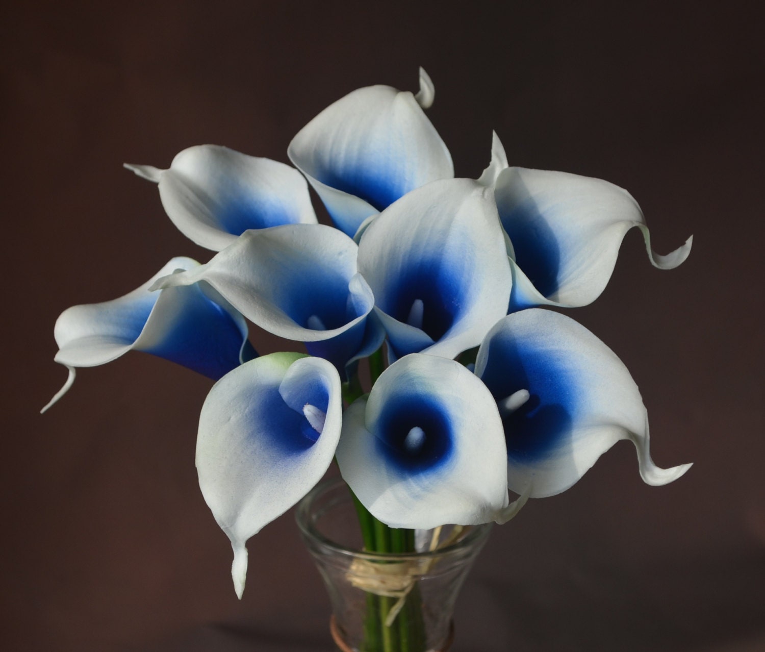 Royal Blue Picasso Calla Lilies Real Touch Flowers For Silk