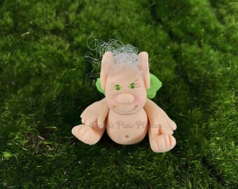 Baby Pixie, Fairy Garden Pixie,Green Eyed Pixie,Winged Pixie, Boy Pixie, Terrarium Pixie, Miniature Pixie, Pixie Accessory, Garden Accessory