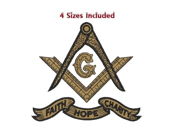 Masonic Symbol Faith Hope Charity filled embroidery pattern 4