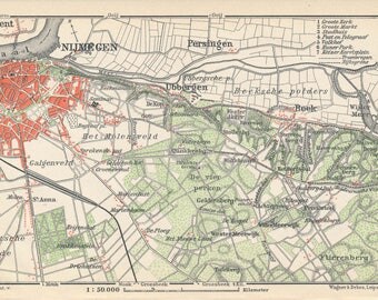 1910 Nijmegen, Netherlands (Holland) Antique Map