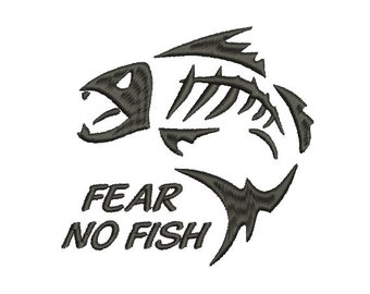 Fear no Fish Embroidery Design in 2 Sizes - INSTANT DOWNLOAD