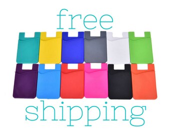 Silicone Adhesive Card Holder For Cell Phone, Stick On Card Sleeve, 3M Cell Phone Wallet Sleeve, Free Shipping