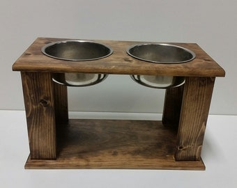 Raised Dog Bowl -Dog Bowl Stand - Pine Dog Bowl Stand - Rustic Dog Bowl Stand - Elevated Dog Bowl - Raised Dog Feeder - Elevated Dog Feeder