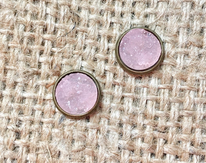 Pink Chunky Studs, Druzy Stud Earrings, Pink Druzy Studs, Matte Druzy Studs, Faux Druzy Studs, Gemstone Earrings, Druzy Post Earrings