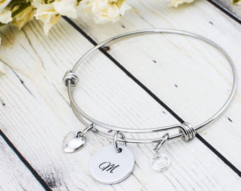 Custom Bridesmaid Bracelet - Bridesmaid Initial Bracelet - Personalized Bridesmaid Gift - Bridesmaid Jewelry - Birthstone Bracelet