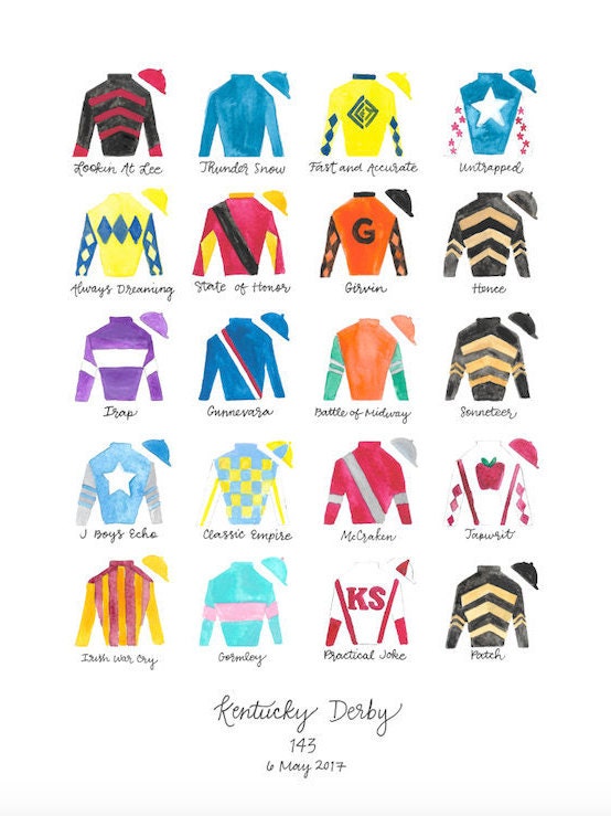 Kentucky Derby 143 11x14 Jockey Silks Signed Print