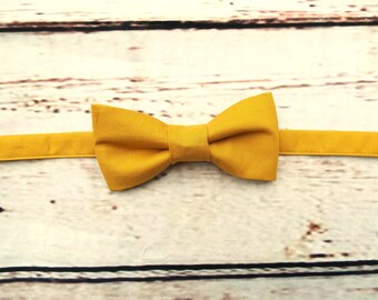 Mustard Bow Tie - Wedding Bow Tie - Boys Bow Tie - Pre Tied Bow Tie - Baby Bow Tie - Mustard Bow Tie