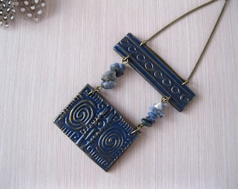 Bohemian jewelry Long pendant necklace Antique jewelry Greek necklace Boho style Tribal jewelry Pharaoh ancient egypt Ancient greek jewelry