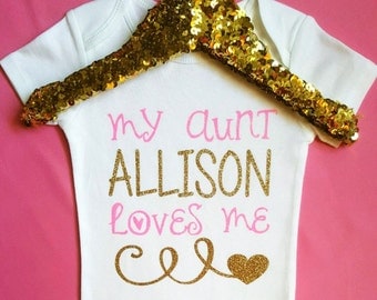My Aunt Loves Me Bodysuit || Baby Shower Gifts | pink and gold baby outfit baby girl clothes aunt baby shirt baby bodysuit baby outfit cute