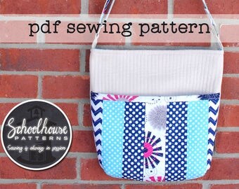 Quilted Shoulder Bag - PDF sewing pattern - A quilt as you go purse with patchwork - INSTANT DOWNLOAD