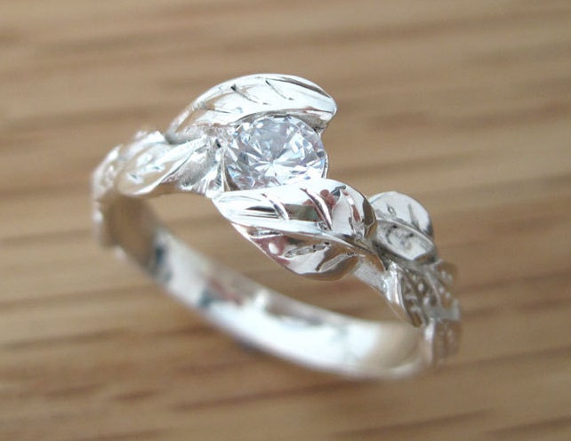 Leaf Diamond Engagement Ring Engagement Leaf Ring Leaves