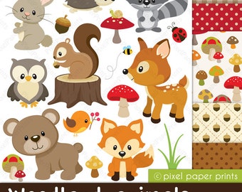 Woodland Animals - Clip art and Digital paper set