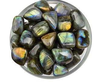 1 Large Flashy LABRADORITE Tumbled Stone Size 1" Polished Crystal for Magic Healing Crystal and Stone #LL01