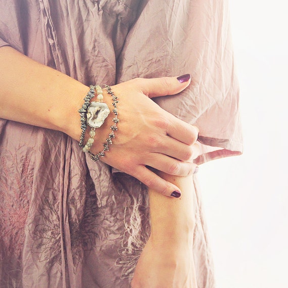 Natural Stone Bracelet Set of Three - Stackable Bracelets
