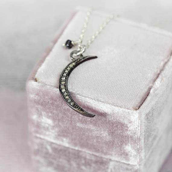 Diamond Moon Necklace - Crescent Moon & Star Necklace