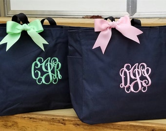 Set of 7 Personalize Bridesmaid Bags Bride Bridesmaid Wedding Tote Bags