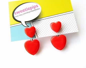 Ear Jackets Heart Front and Back Earrings Valentines Hear Shaped Earring Jacket FREE UK SHIPPING