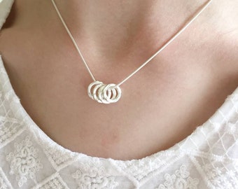 Sterling silver 4 silver rings necklace - 40th birthday gift - bridesmaids gift - 40th gift - 40th birthday gift for daughter