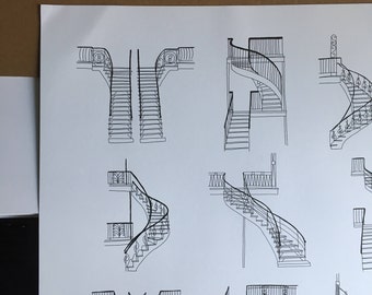 SALE - SLIGHTLY DAMAGED - Half-price! - Montreal's outdoor stairs / 18x24 Poster / Featuring the best and worst of Montreal on one poster!