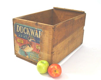 Wooden Crate; Vintage Crate; Fruit Crate; Wood Crate; Duckwall Apple; Wood Box; Apple Crate; Duckwall Crate; Storage Bin; Industrial Storage