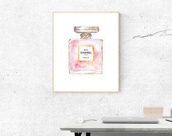 Chanel Perfume Print, Chanel Printable, Watercolor Chanel Perfume, Chanel No 5 Print, Fashion Illustration Print, Chanel Poster, Printable