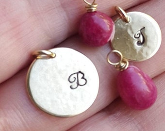 Initial Gold Pendant, Charm, Stamped Tag, Disc, Personalized Jewelry, Handmade, Birthday Gift, Mother Day Gift, Best Friend, Venexia Jewelry