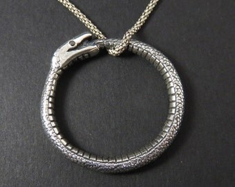 Snake Pendant - Serpent Pendant - Snake Cycle - Ouroboros Pendant - Snake Biting Its Tail - Eternity Symbol - Symbol of Time - Occult Symbol