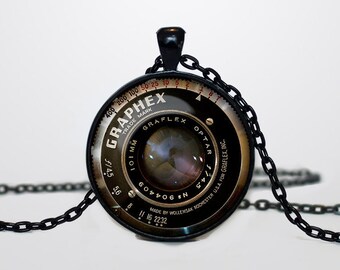 Camera lens pendant Vintage grahpex pendant Vintage Camera lens necklace (NOT an actual Camera lens, just picture)