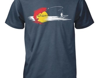 Fishing T shirt Colorado Fishing Flag, Colorado, Graphic Tee, Trout, Fishing Shirt, Fly Fishing Gifts, Fly Fishing, Fishing, Fishing Art,
