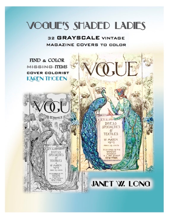 Download PDF DOWNLOAD VOGUE Grayscale Vintage adult coloring book