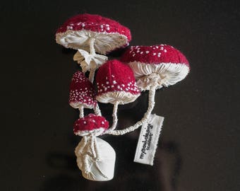 Textile Fungus Specimen Mushroom Toadstool ,Fiber art, Fungus sculpture, weich sculpture