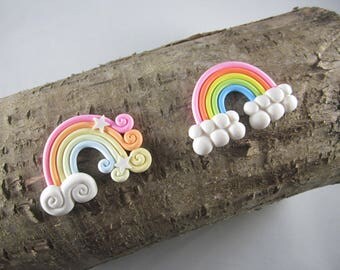 NEW rainbow polymer clay scrapbook hair bow center