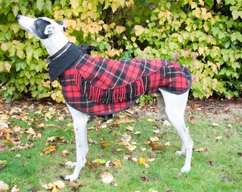Greyhound Winter Coat, Dog Coat, Greyhound Coat,Wool Blanket Coat, Scottish Tartan, Custom Made, Polar Fleece Lined, Large Lurcher/Greyhound