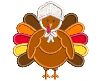 Thanksgiving Turkey Applique Design, Thanksgiving Turkey Embroidery Design No: SA522-1