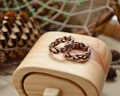 Wedding Copper rings set, Alternative statement bands, Unisex Braid ring, rope ring, anniversary gift 7 years, Rustic style engagement