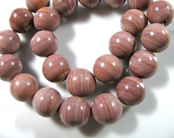 Jasper beads, rose Jasper, 22 beads, 10mm, vintage beads, round beads, semi precious, Jewelry supply B-726