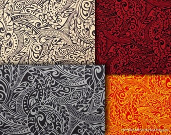 Fabric Hawaiian Paisley Tapa Patterns Dresses and Crafts, Cream Gray Gold Black, HPCN9819/9820/9948/9961 Ask for bulk