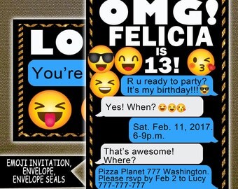 Emoji Party, Emoji Invitation, Emoji Birthday Invitation, Emoji Printable Invitation, Emoji Inspired Invitation