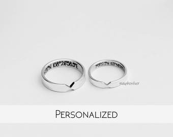 Coordinate Couple Ring | Matching Promise Rings | Promise Rings For Couples | Personalized Couple Rings | Long Distance Relationship