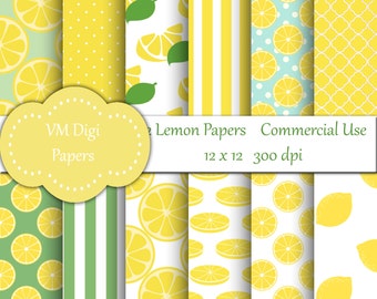 Lemon Digital Paper, Lemonade Digital Paper, Digital Paper, Lemon background, citrus background, yellow background, commercial use