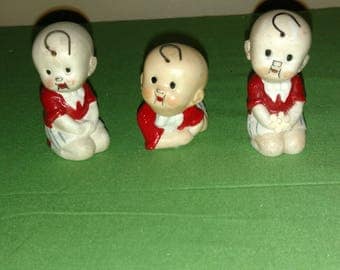 Three 1920's German Bisque "BUTTERCUP" Nodders From Comic Strip "TOOTS And CASPER"