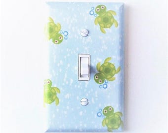 Sea turtle decor - Turtle light switch cover - Sea turtle wall art - Sea turtle nursery - Sea creatures - Sea animals - Nautical decor