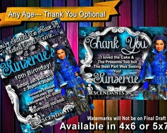 Descendants Birthday Party Decoration, Descendants Invitation, Disney Descendants, Descendants Party Supplies, Disney Evie,Descendants Party