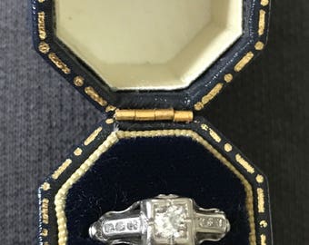 Vintage Platinum and Diamond Engagement ring Old Mine European Cut sz 5.5