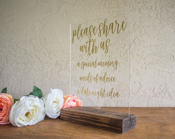 Advice Guest Book Wedding Sign - Date Night Idea Wedding Sign - Alternative Guest Book Sign - Words of Wisdom Wedding Sign - Acrylic Sign