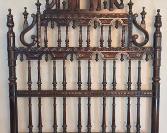 Spanish Portuguese Colonial Style Carved Wood Headboard 55"w x 85"h