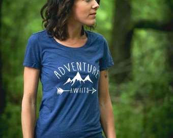 Adventure Awaits T-Shirt * Hiking Tee * Outdoors * Gifts for hikers *Gifts for her *Roadtrip* Adventure Shirt