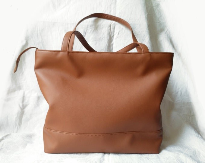 Brown Tote bag, LargeTote, Laptop bag, Organizer bag, Office handbag, Vegan Leather Bag, Personalized bag